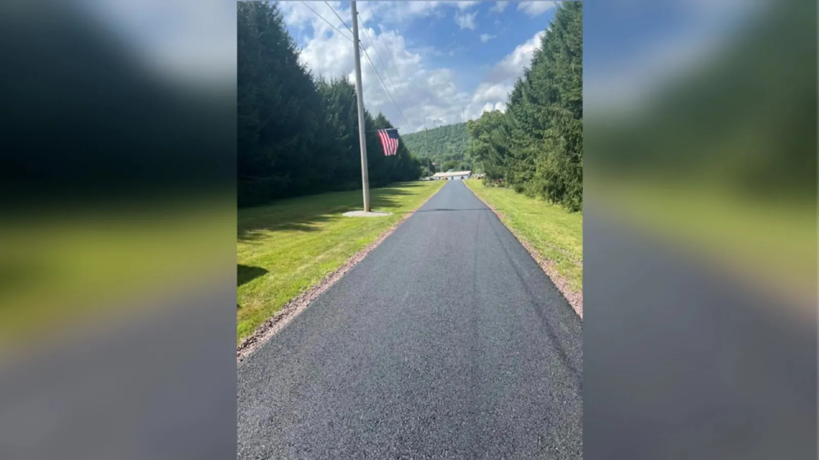 American-flag driveway with mountain backdrop, All County Paving NJ and PA