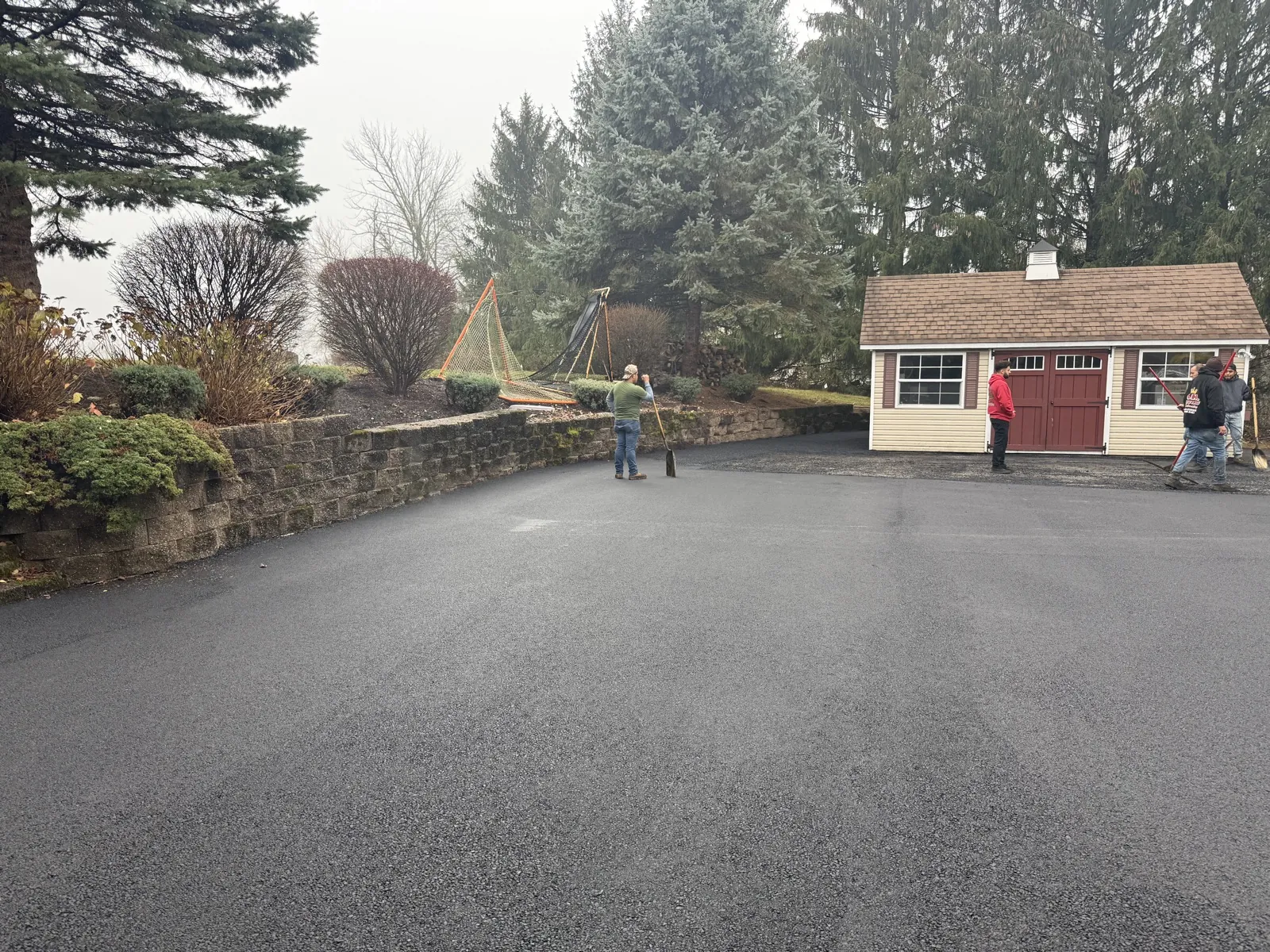 Wide paving day with the full All County crew on a country cottage driveway