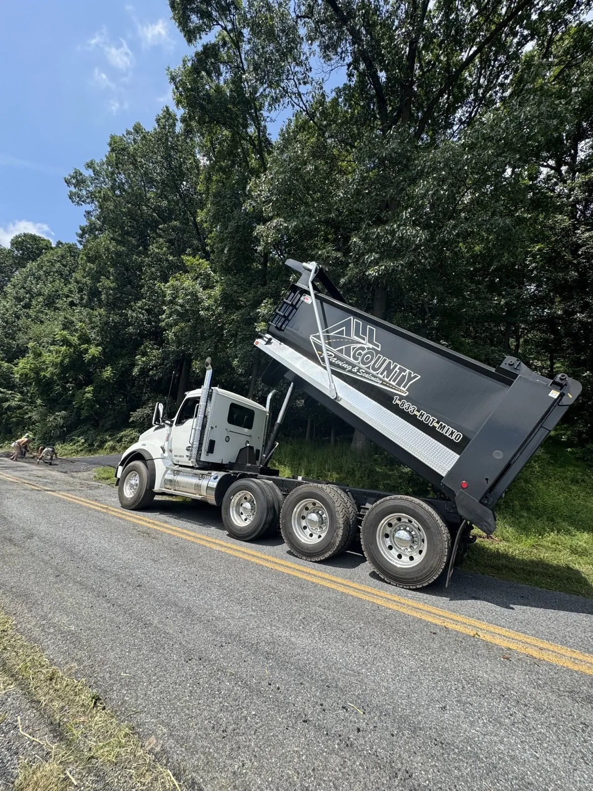RED ALL COUNTY DUMP TRUCK + driveway, All County Paving NJ and PA