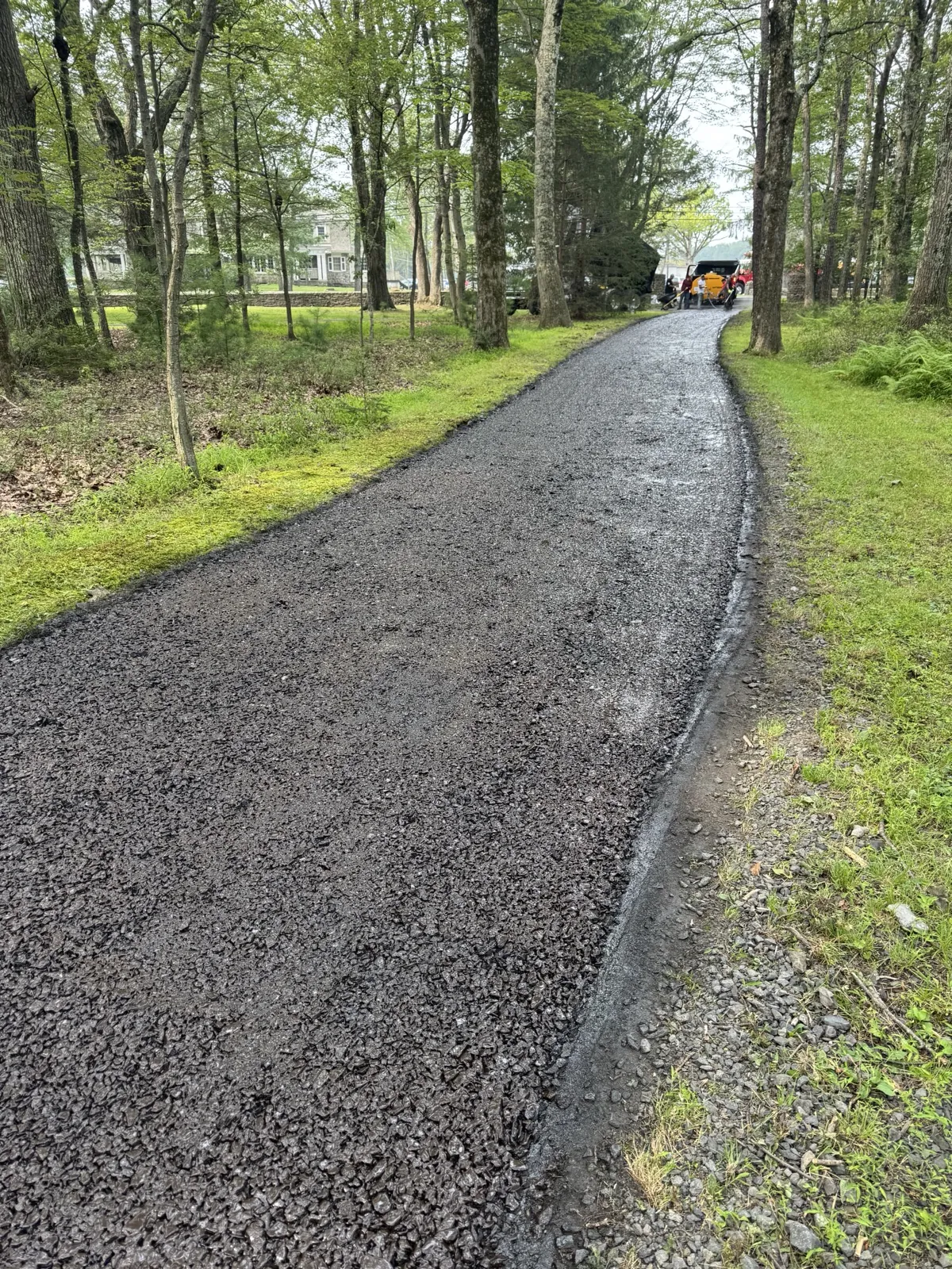 Wooded driveway with leaf cover, All County Paving NJ and PA