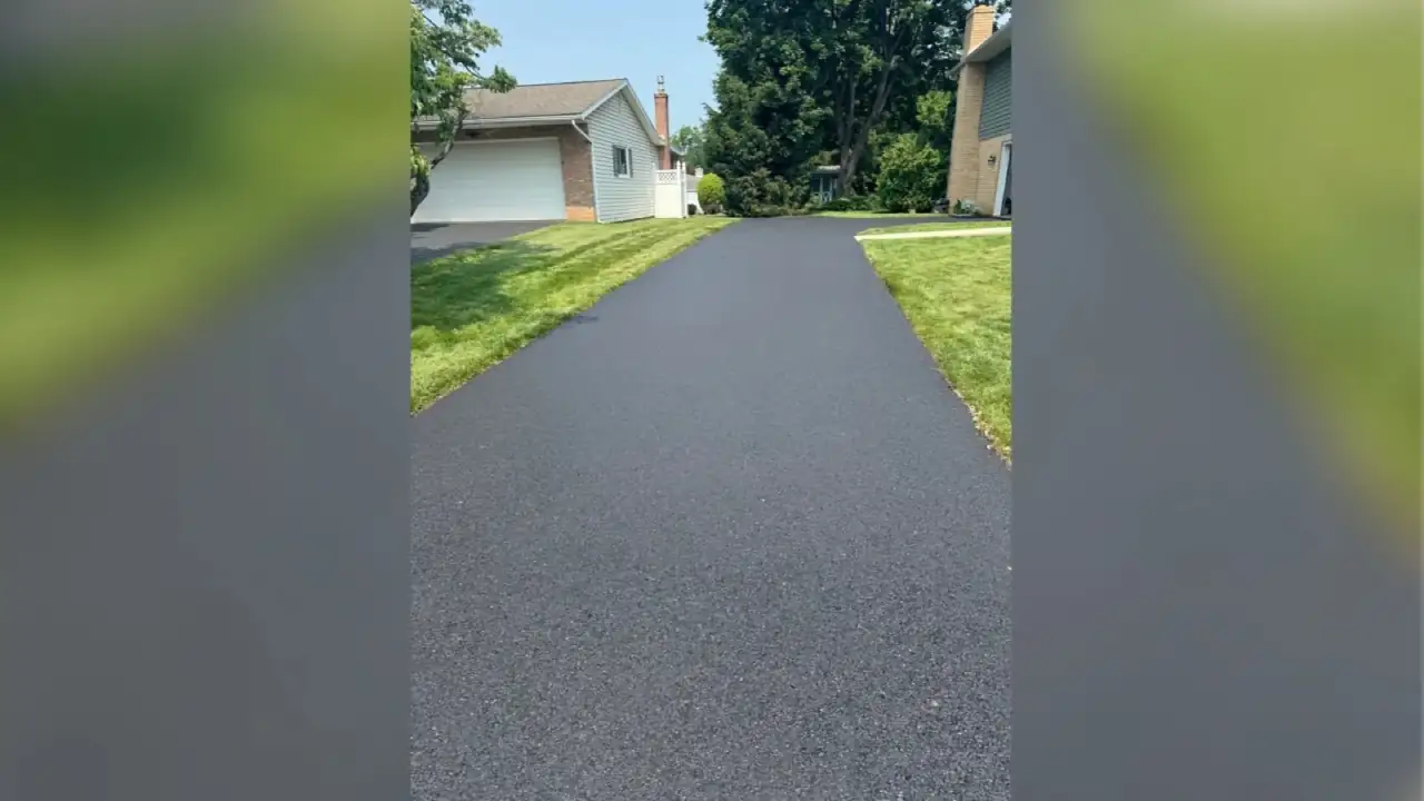 Shaded driveway view, paved by All County Paving in New Jersey