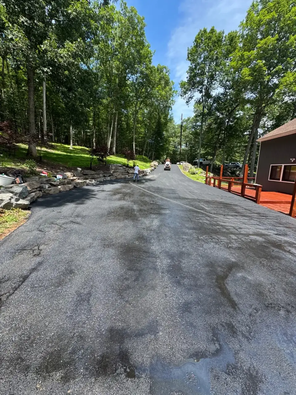 Side driveway view, paved by All County Paving in New Jersey